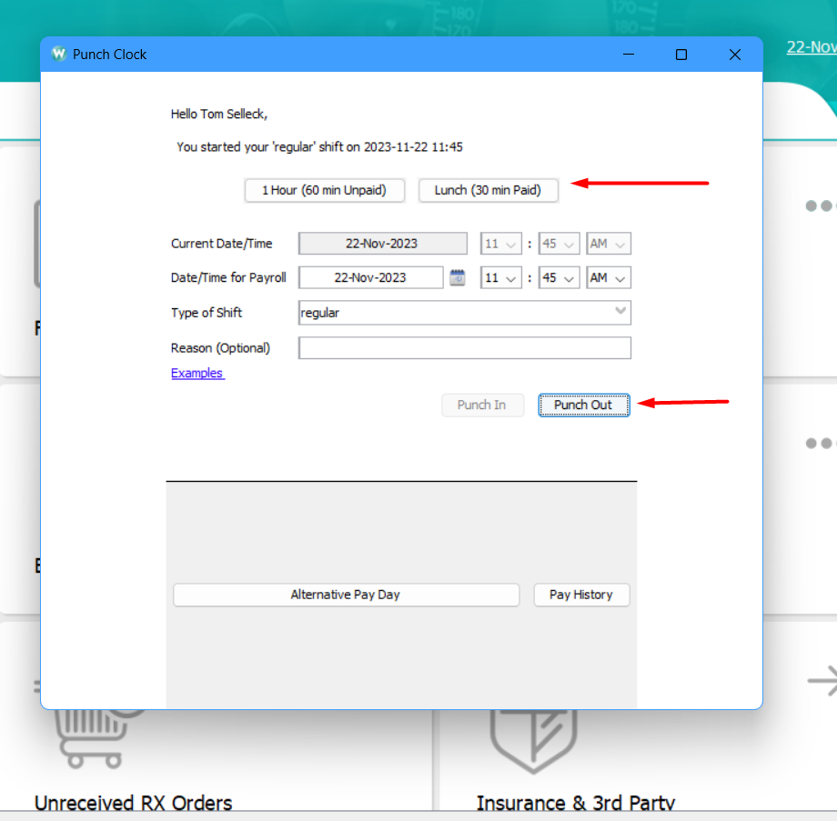 Punch Clock How to punch in and out WINK